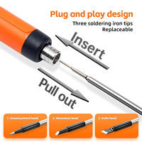 Potencia de 10 Vatios, Pantalla Digital, Temperatura Ajustable 300 ℃ /572 ℉ ~450 ℃ /842 ℉   Mini Kit de Herramientas de Soldadura Electrónica Inalámbrica USB