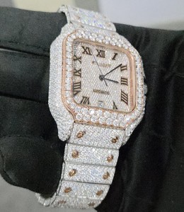 Reloj Automático de Lujo con Incrustaciones de Diamantes Moissanite, Acero Inoxidable, Cuadrado, 40 mm, con Esfera de Cristal, Diseño Hip Hop Personalizado - Product Image 1