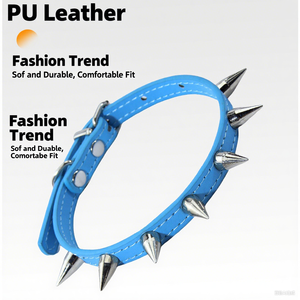 Venta caliente remache decoración collares para perros PU cuero suministros para mascotas Anti mordedura collares para mascotas gato cuello anillos - Product Image 6