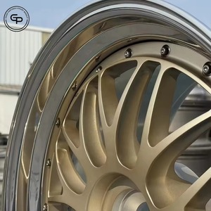 Sporty Gold Multi Spoke Two Piece Forged Aluminium Alloy Rim With Matching Center Cap Universal Fit Passenger <b>Car</b> Wheel - Product Image 3