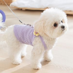 Arnés con diseño de flores en 3D para perros, morado, verde, rosa, poliéster, para las cuatro estaciones - Product Image 3
