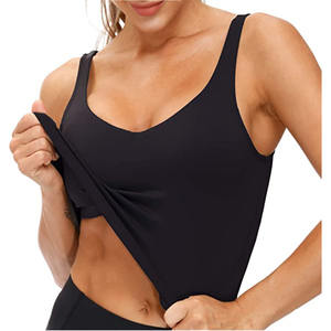 V Neck acolchoado atacado das mulheres Sports <span class=keywords><strong>Bra</strong></span> Colheita <span class=keywords><strong>Tank</strong></span> Top Médio Suporte Yoga <span class=keywords><strong>Bra</strong></span> com Pad Removível - Product Image 4