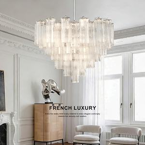 Lustre en verre soufflé personnalisé, métal, style nordique, luxe, LED, à intensité variable, CRI élevé 90, angle de faisceau de 360°, pour salon, luminaire suspendu - Product Image 3