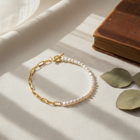 Collier ras du cou en perles d'eau douce baroques blanches plaqué or de style punk à la mode de 18 pouces