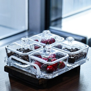 Factory Box Verpackung Glas Nussglas Haushalt <span class=keywords><strong>Candy</strong></span> Bowl <span class=keywords><strong>Set</strong></span> mit Tablett Klarglas Lagerung Snack platte - Product Image 4