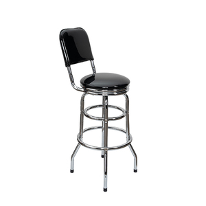 Tabouret de <span class=keywords><strong>Bar</strong></span> Pivotant Logo Double Anneau Tabouret Pivotant avec Dossier Rembourré et Siège Tabouret de <span class=keywords><strong>Bar</strong></span> Chromé - Product Image 3
