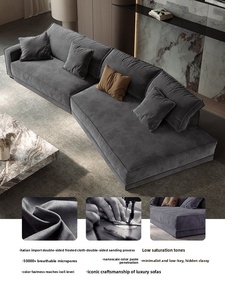 Divano in Tessuto Budapest, Design Minimalista Italiano - Divano Angolare Grande a Forma Irregolare per Soggiorno - Product Image 2