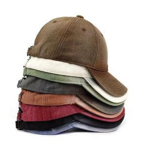 Gorra de béisbol Vintage de ala corta, ajustable, no estructurada, lavada, de algodón desgastado, sombrero de papá en blanco para hombres y mujeres, venta al por mayor personalizada - Product Image 1