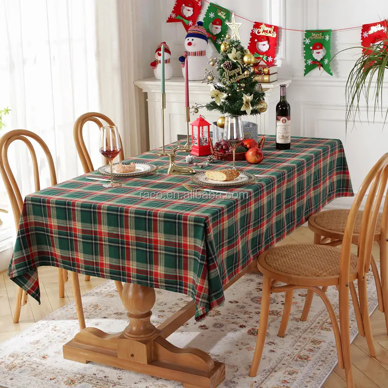 القطن الكتان منقوشة متقلب مفارش المائدة مستطيل قابل للغسل القماش القطني مفرش طاولة نزهة الجدول غطاء عيد الميلاد مفرش المائدة