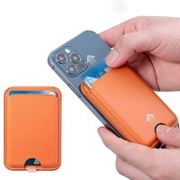 Support de carte réglable multi-angles, portefeuille magnétique en cuir PU avec languette de retrait rapide pour cartes d'identité et de crédit