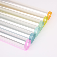 Papier d'emballage transparent coloré à bords décoratifs pour bouquets, papier d'emballage floral, papier cadeau, fournitures pour fleuristes en gros