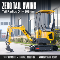 Excavator Mini 1,2 Ton Bersertifikasi CE, Alat Penggali Hidrolik Kompak dengan Trek Karet untuk Konstruksi Kebun dan Pertanian