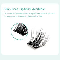 DIYDAY Extensions de cils en bouquets pré-faits, volume 3D, base pointue, effet naturel, volume intense, PBT Noir