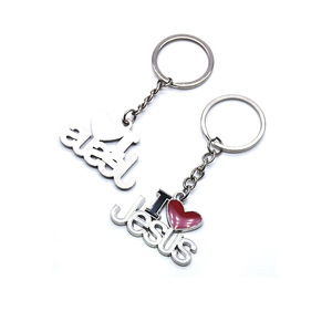 Llavero de Metal con Forma de Corazón de Aleación de Zinc, Regalo de Moda con Diseño de I Love Jesus - Product Image 3