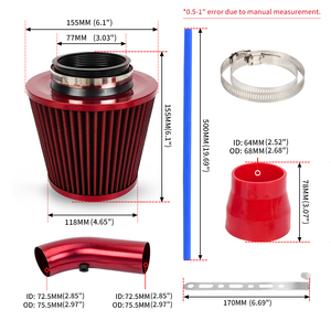 Filtro de Admisión de Aire Frío Universal Personalizado para Modificación Automotriz de 76 mm 3'', Tubería de Admisión para Motor de Coche con Cabeza de Hongo, Autopartes - Product Image 6