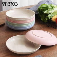 Produits les plus vendus 2020 aux États-Unis Ensemble d'assiettes en plastique de paille de blé ronde biodégradable