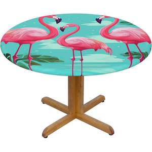 Nuevo estilo Tres flamencos tropicales Mantel Impermeable Borde elástico Interior y exterior 45 "-50" Toallita mediana Cubierta de mesa limpia - Product Image 6