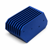 Heatsink Aluminium Biru Kustom, Sirip Pendingin Ekstrusi, Radiator untuk Inverter Elektronik, Amplifier LED, Modul Daya