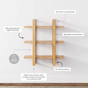 Wooden 3 Tier Floating <b>Wall</b> <b>Shelf</b> Natural Color Multipurpose Storage For Living Room Bedroom Office <b>Wall</b> <b>Mounted</b> Display Rack - Product Image 2