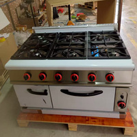 Cuisinière à gaz commerciale en acier inoxydable, équipement de cuisine, cuisinière à gaz 6 brûleurs avec four
