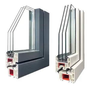 Стеклянные черные алюминиевые оконные двери с алюминиевой рамой, профиль из НПВХ, дешевые пластиковые профили из ПВХ