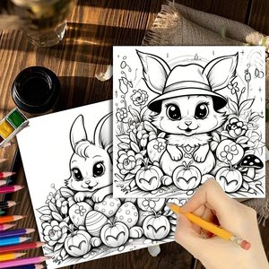 Carnet de <span class=keywords><strong>coloriage</strong></span> créatif pour adultes, motif <span class=keywords><strong>lapin</strong></span> mandala, entièrement personnalisable, reliure parfaite pour artistes, ensemble de papeterie - Product Image 2