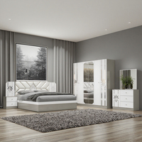 Ensemble de lit double de luxe moderne avec cadre en bois de haute qualité, design miroir, pour villa et chambre à coucher, avec rangement, taille King