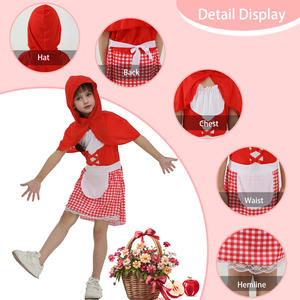 Source Factory Kids Storybook Dress Costume Classic Hooded Cape Design Child Party <strong>Outfit</strong> Style Red Riding Costume - Product Image 3