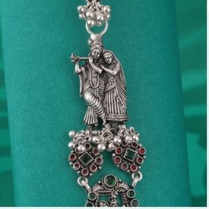 Collection de bijoux de mariée ethniques faits à la main en argent 925, oxydés, de style Radha Krishna, de la marque Juda, en cadeau - Product Image 6