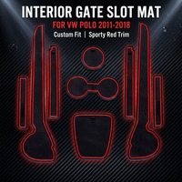 Accesorios Antideslizantes para el Interior del Automóvil, Alfombrilla para Ranura de Puerta y Almohadilla para Reposabrazos, Juego de Alfombrillas para Portavasos para VW Volkswagen POLO 2011-2018