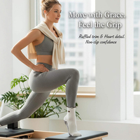 Calcetines de punto antideslizantes para Pilates y Yoga, de compresión, con volantes, de Spandex/Poliéster/Algodón, con agarre Qiying y puño elástico para trampolín