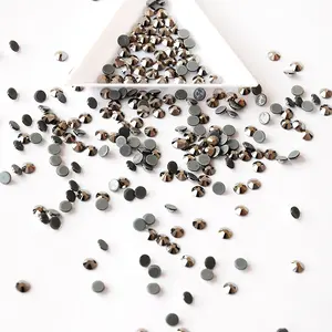 YANRUO 2058HF Jet Hematite 1440pcs Reclaimed Iron On Flat Back Rhinestone Strass Hotfix Adhesive For Garment Decoration