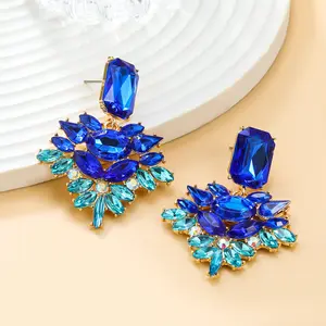 Alloy Trendy colored diamond exaggerated Bohemian style party accessories manufacturers Wholesale Stud Earrings For woman