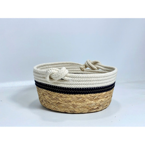 VAS-VIET ANH SEDGE Handwoven Pastel-Colored Cotton <b>Rope</b> <b>Basket</b> Kitchen <b>Storage</b> Food Container Handmade Woven Technique Vietnam - Product Image 1