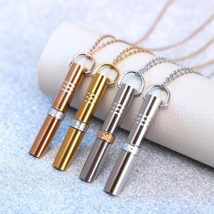 ステンレス鋼シリンダーペンダントリリーフ不安抑制呼吸瞑想ネックレス - Product Image 1