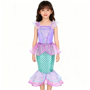 ชุดเดรสเจ้าหญิงลายเกล็ดปลาคอลเลคชั่นลิตเติ้ลเมอร์เมดสำหรับเด็กผู้หญิง แขนเสื้อผ้าตาข่ายแฟนซี ขายส่ง ชุดคอสตูมสำหรับทีวีและภาพยนตร์ - Product Image 6