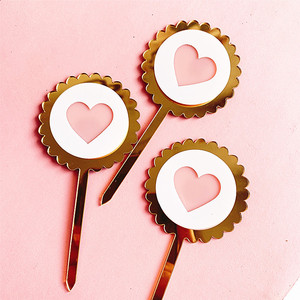 3 pz/set rosa acrilico stella cuore cuocce Topper torta per ragazze decorazione festa di <span class=keywords><strong>compleanno</strong></span> - Product Image 3