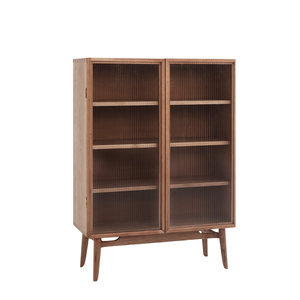 Modern Simple Design Black Walnut Cherry Pure Solid Wood Display Cabinet <b>Sideboard</b> Glass Doors for Living Room Furniture <b>Storage</b> - Product Image 5