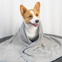 Serviette de bain pour animaux de compagnie en microfibre velours corail 300 g/m², séchage rapide, absorbante, pour toilettage des chiens et des chats, durable, douce et réutilisable