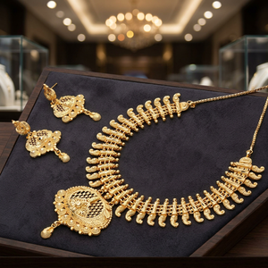 Wholesale 14K18K24K Micron Gold Plated Forming Short Necklaces Set, Traditional Design <b>Bridal</b> Jewelry Set, Fashion Jewelry Set. - Product Image 1
