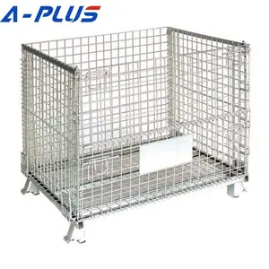 Оцинкованная стальная Складная проволочная сетка, поддон для хранения/сетчатый ящик/проволочный контейнер для склада
