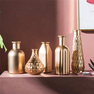 Bình Thủy Tinh Đựng Hoa Màu Vàng Mạ Điện Sang Trọng Trang Trí Nội Thất - Product Image 2