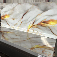 Feuille de marbre UV 1.22*2.44m Panneau mural en marbre PVC très brillant Panneau mural en marbre PVC intérieur imprimé en 3D