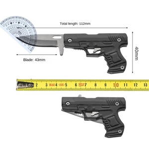 मिनी पोर्टेबल स्टेनलेस स्टील बंदूक के आकार के फिक्स्ड ब्लेड चाकू बाहर तह चाकू डिय ओम विकल्प बॉक्स को अनपैकिंग एक्सप्रेस बॉक्स को अनपैकिंग - Product Image 4