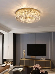 OEM plafonnier de luxe nordique en cristal couleur or plafonnier de chambre circulaire simple de salon - Product Image 6