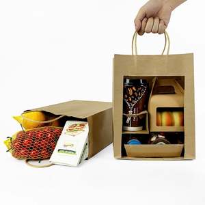 Sacs d'emballage à emporter de haute qualité, écologiques, imperméables, avec impression de logo, biodégradables, sacs en papier kraft pour fruits et aliments - Product Image 5