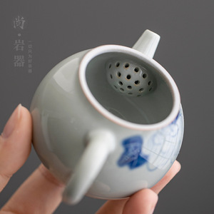 Hand Painted Peony Ceramic Teapot Blue And White <b>Small</b> <b>Pot</b> With Lid Household <b>Tea</b> Brewer - Product Image 3