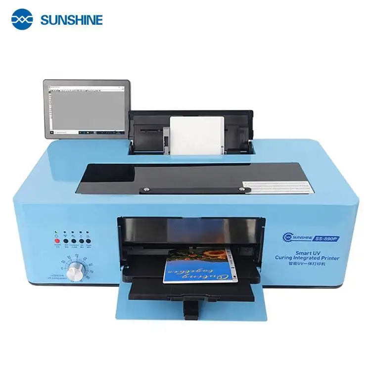 SUNSHINE A4 Smart UV-Drucker mit 8 Zoll Touch-Computer HD geprägt Druck für PUV PC TPU Leder beschichtetes Papier Material SS-890P