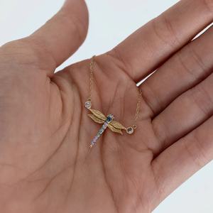 <span class=keywords><strong>Dragonfly</strong></span> kalung emas kuning personalisasi kalung pesona untuk membuat perhiasan perak kalung 925 Non noda berlapis liontin - Product Image 5