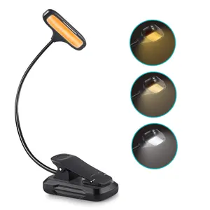 Dimmable Rechargeable Bedside Lamp Desktop Reading 15 LED Book Clip on Light Desk Night Lamp